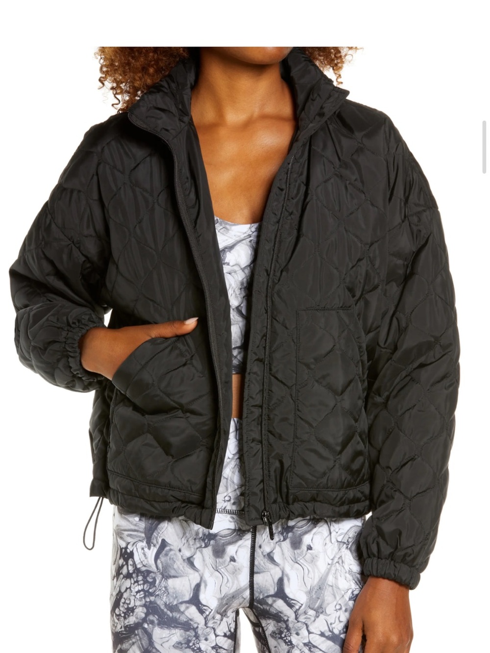 Zella | Black Quilted Puffer Jacket Size XL